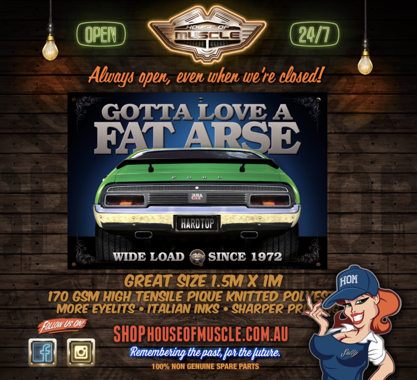 Ford Falcon Hardtop Gotta Love A Fat Arse Banner