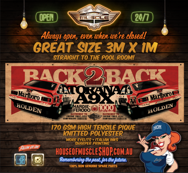 TORANA A9X BACK 2 BACK 3M X 1M BANNER