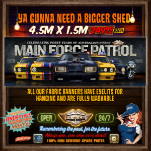 FORD FALCON MFP INTERCEPTOR 4.5M X 1.5M FABRIC BANNER