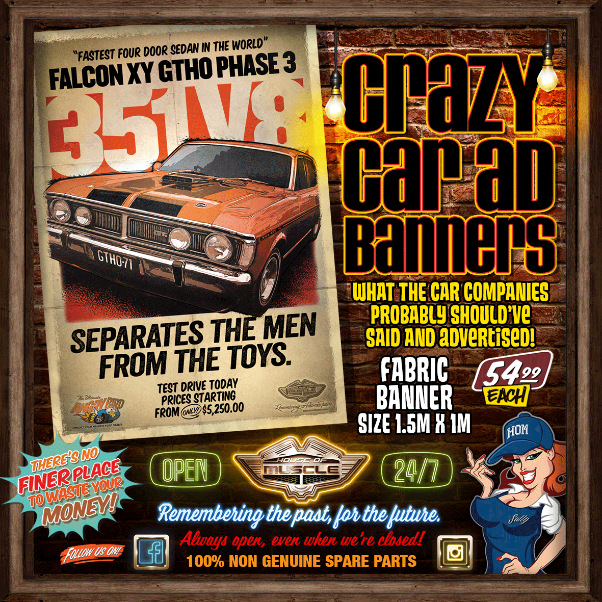 FALCON GTHO TOYS CAR AD FABRIC BANNER