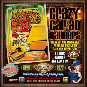 HOLDEN HQ SANDMAN BEACH BACK CAR AD FABRIC BANNER