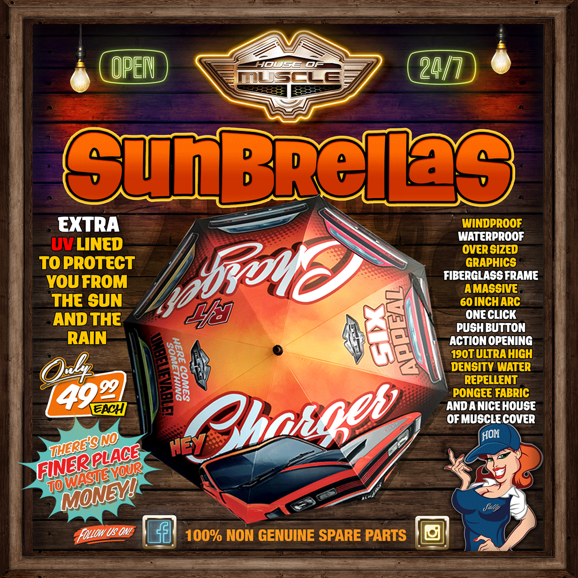 HEMI CHARGER UV LINED UMBRELLA