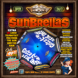 FORD HARDTOP GOTTA LOVE A FAT ARSE UV LINED UMBRELLA