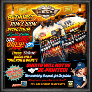 FORD FALCON BATHURST 1977 MAKE THE BASTARDS CHASE US SUBLIMATED POLO
