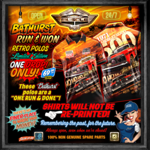 FORD FALCON GTHO HO HO HO THREE IN A ROW BATHURST 1971 SUBLIMATED POLO