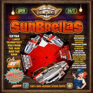 LAST OF THE BIG BANGERS VK COMMODORE UV UNDERLINED UMBRELLA SUNBRELLA