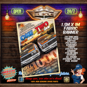 BATHURST 1977 EVENT FORD FALCON FABRIC BANNER 1.5M x 1M